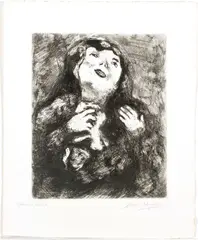 ' W 9.4' by Marc Chagall, Etching On Montval Laid Paper, C. 1927-31, La Jeune Veuve, offered Oct 2022