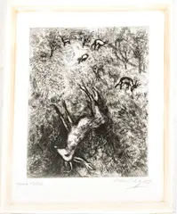 ' W 9.4' by Marc Chagall, Etching On Montval Laid Paper, C. 1927-31, Le Cerf Malade, offered Oct 2022