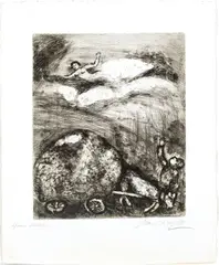 ' W 9.4' by Marc Chagall, Etching On Montval Laid Paper, C. 1927-31, Le Chartier Embourbé, offered Oct 2022
