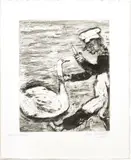 Marc Chagall, ' W 9.4', Etching On Montval Laid Paper, C. 1927-31, Le Cynge Et Le Cuisinier
