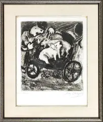 ' W 9.4' by Marc Chagall, Etching On Montval Laid Paper, C. 1927-31, Le Berger Et Son Troupeau, offered Oct 2022