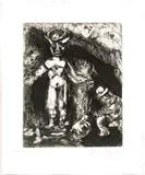 Marc Chagall, homme Et L'idole De Bois, H 11.7', Etching On Montval Laid Paper, C. 1927-31, L