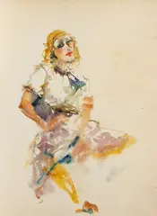 Untitled by Richard Jerzy, WATERCOLOR ON PAPER, GROUP OF TWO WORKS, H 30-30.25" W 22-22.25" STUDIES OF SEATED FEMALE FIGURE, offered Oct 2022