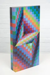 3D WOODEN MULTIPLE WITH by Victor Vasarely, 1988, ACRYLIC IN COLORS, offered Sep 2022