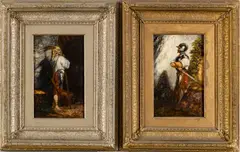 Alexandre-Gabriel Decamps, Untitled, OIL ON MAHOGANY PANELS, 2 PCS