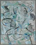 Jack Faxon, Untitled, ACRYLIC ON MASONITE, BLUE AND BLACK ABSTRACT