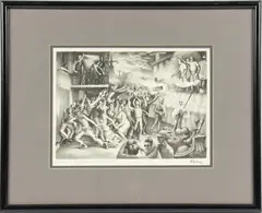 John McCrady, Untitled, 1942, LITHOGRAPH ON WOVE PAPER, LAID DOWN TO SUPPORT PAPER