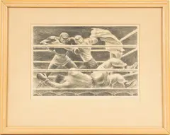 Fletcher Martin, Untitled, 1942, LITHOGRAPH ON WOVE PAPER, LAID DOWN TO CARDSTOCK