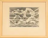 Fletcher Martin, Untitled, 1942, LITHOGRAPH ON WOVE PAPER, LAID DOWN TO CARDSTOCK