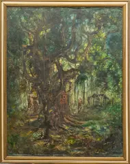 D S Misran, Untitled, 1969, OIL ON CANVAS BACKED WITH PEG BOARD