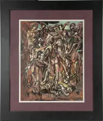 Untitled by Valmar, WATERCOLOR, GOUACHE, INK, AND GOLD LEAF ON PAPER, offered May 2022