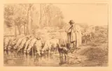 Charles Jacque, Untitled, ETCHING AND DRYPOINT, ON JAPAN PAPER