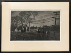 Untitled by Martin Lewis, 1933, DRYPOINT, ON WOVE PAPER, offered Aug 2021