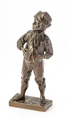 Max Lindenberg, Untitled, BRONZE SCULPTURE, CA. 1897, H 8 1/2", W 3 1/2", D 2", "KNABE"