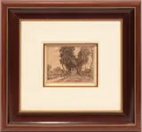 Alfred Sisley, Untitled, ETCHING ON LAID PAPER, 1906, H 5 3/8", W 6 7/8", "ALONG THE WOODS OF LOSING"