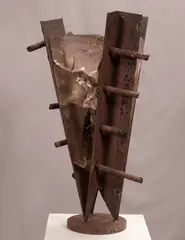Albert Antonio Young, ANGLE IRON, REBAR, AND COOLED MOLTEN GLASS BRUTALIST, SCULPTURE 1989/90