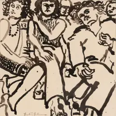Untitled by Lester Johnson, INK ON PAPER, offered Dec 2020