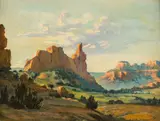 Carl Oscar Borg, Home of the Navajo, oil on board