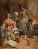 Vladan Stiha, Women and Children, oil on canvas