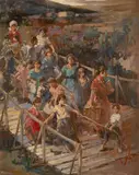 Vladan Stiha, Santa Fe Children, oil on canvas