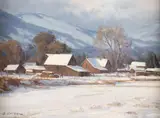 Clyde Aspevig, Winter on the Farm, oil on canvas
