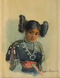 Hopi Maiden by Marion Kavanagh, watercolor, offered Mar 2024