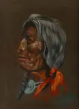 Chief by Clarence Cuts the Rope, pastel, offered Mar 2024