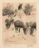 William "Bill" Gollings, Winter Camp, etching Original pencil signature and