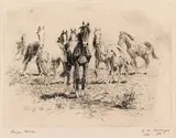 William "Bill" Gollings, Range Horses, etching Original pencil signature lower right