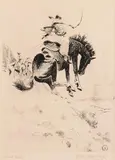 William "Bill" Gollings, Wild Ride, etching Original signature lower right