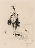 William "Bill" Gollings, A Cowboy, etching Original pencil signature lower right