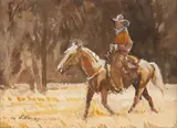Ready for the Roundup by Mel Fillerup, watercolor, offered Mar 2024