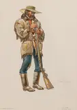 Joe De Yong, Mountain Man, gouache
