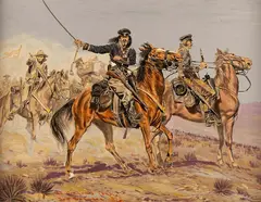 U.S. Dragoons by Joe Ruiz Grandee, oil on board, offered Mar 2024