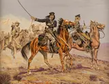U.S. Dragoons by Joe Ruiz Grandee, oil on board, offered Mar 2024