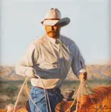 John C. Gawne, Ropin n' Ridin, oil on canvasboard