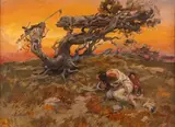Gary Joseph Schildt, Indian Burial, oil on canvas