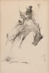 W. Herbert Dunton, The Bronco Buster, lithograph