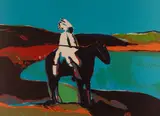 Fritz Scholder, Indian at the Lake (State II), serigraph print, #41/75 Original pencil signature and