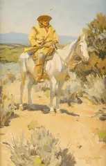 Ned Jacob, Plainsman on the Santa Fe Trail, oil on board