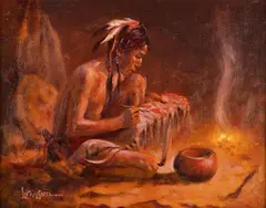 Lyle Tayson Sr., Painted Hide, oil on canvas