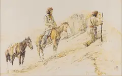 Cree Army Scouts by Frank Hagel, watercolor, offered Mar 2024