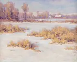 James Poulson, Montana Farm, oil on board