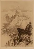 Thomas Moran, Half Dome, Yosemite, etching, rare pencil copy, published around 1888 Original pencil signature lower