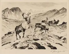 Above the Timberline Image is by Carl Rungius, etching, offered Mar 2023