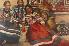 Ronald S. Riddick, (CA) At the Traders, oil on canvas