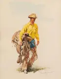 Tom Ryan, (CA) Busted Saddle, mixed media