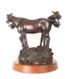 Joe Beeler, (CA) Two Horses, bronze
