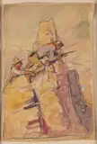 Shooting at the Right Angle by Philip Russell Goodwin, watercolor, offered Mar 2023
