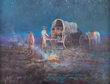 C.R. Cheek, Chuck Wagon Dinner, oil on canvas